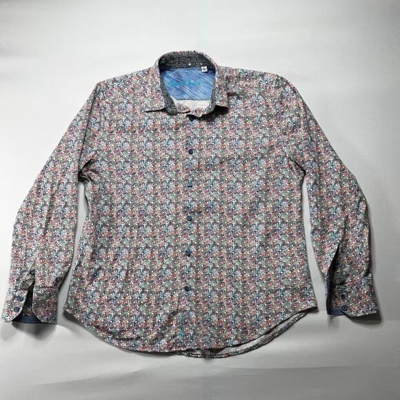 Robert Graham Men's Classic Fit Multicolor Geo Print Button Up Shirt - Size L - Picture 1 of 4